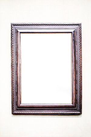 Decorative dark profile frame on a gray background. Mockup for your inscriptions and advertising.