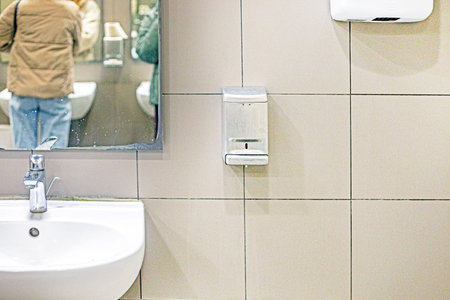 Modern interior of a movie theater restroom