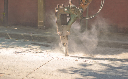 drilling rigs are to repair the road,bankok thailandの写真素材