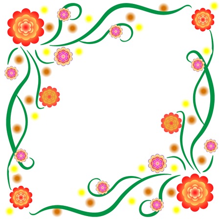 The pattern of bright stylized flowers with stems to decorate letters,cards,post. Vector illustrationのイラスト素材