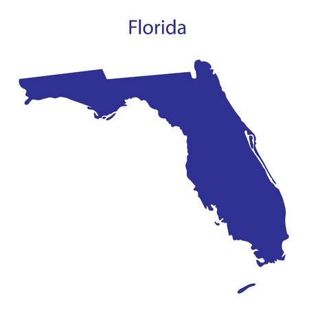 United States, Florida. Dark blue silhouette of the state on its borders.のイラスト素材