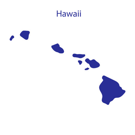United States, Hawaii. Dark blue silhouette of the state on its borders.のイラスト素材