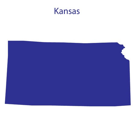United States, Kansas. Dark blue silhouette of the state on its borders.のイラスト素材