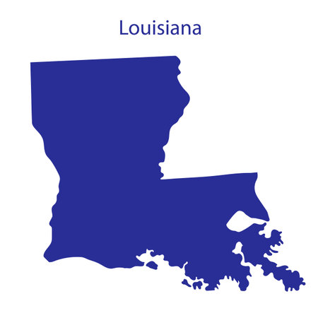 United States, Louisiana. Dark blue silhouette of the state on its borders.のイラスト素材