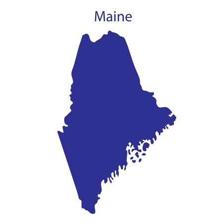 United States, Maine. Dark blue silhouette of the state on its borders.のイラスト素材