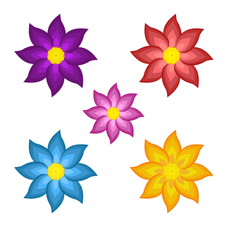 Templates of bright colored stylized flowersのイラスト素材