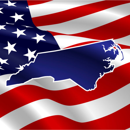 United States, Noth Carolina. On USA flagのイラスト素材