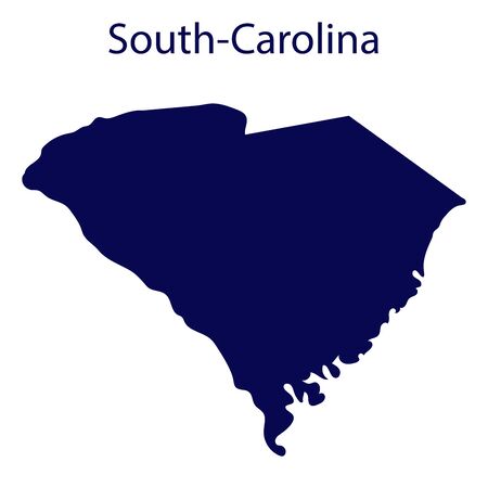 United States South Carolina. Dark blue silhouetteのイラスト素材