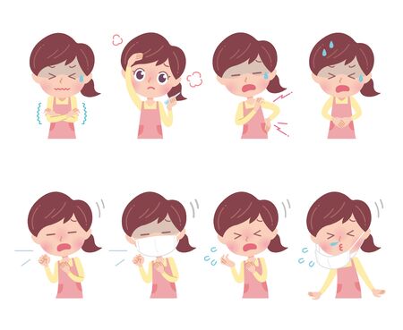 A set of nursery teacher with who express various emotions.It's vector art so it's easy to edit.のイラスト素材
