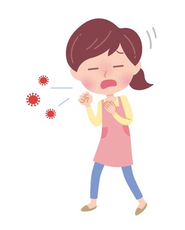 It is an illustration of a virus and a nursery teacher. It's vector art, so it's easy to edit.のイラスト素材