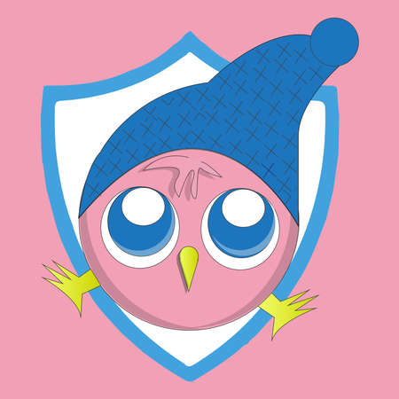 pink little bird cartoon character mascot illustrationのイラスト素材