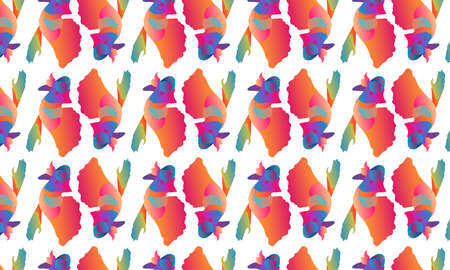 Abstract pattern, bright and bold colorful illustration, in the form of a betta fish, is perfect for fashionのイラスト素材