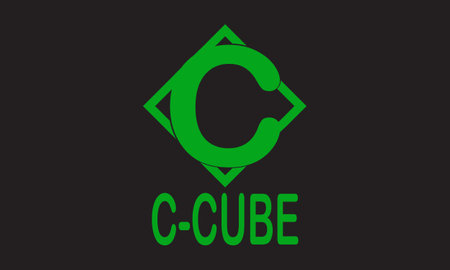 modern unique minimalist logo c and cube neon monogram boxのイラスト素材