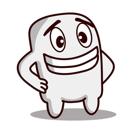 cute toothy mascot cartoon character illustrationのイラスト素材