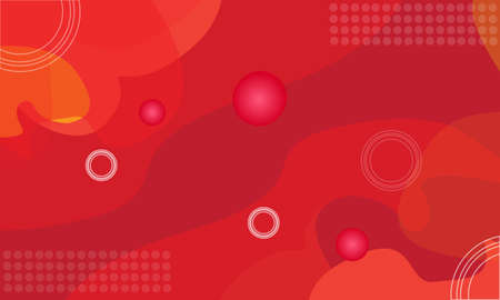 vector illustration of future modern red abstract background wallpaper with 3d waves and spheresのイラスト素材
