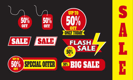 background vector illustration of various banners for sales and marketing at a discountのイラスト素材
