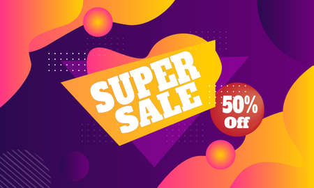 banner colorful background wallpaper illustration cheerful super saleのイラスト素材