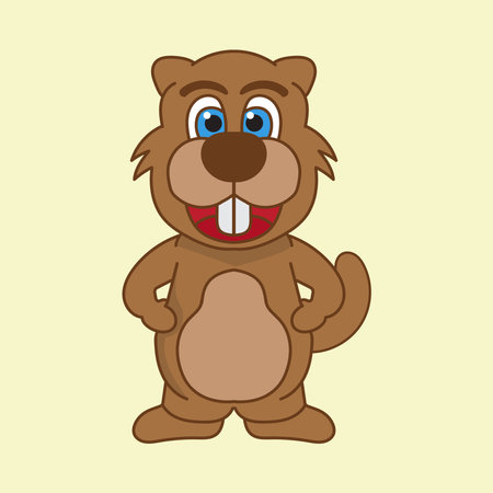 illustration of a smiling beaver cartoon mascotのイラスト素材