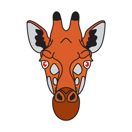 giraffe head cartoon character logo mascotのイラスト素材