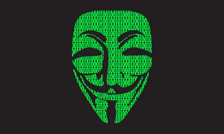 anonymous hacker face with green digital rain for t-shirt design or wallpaperのイラスト素材