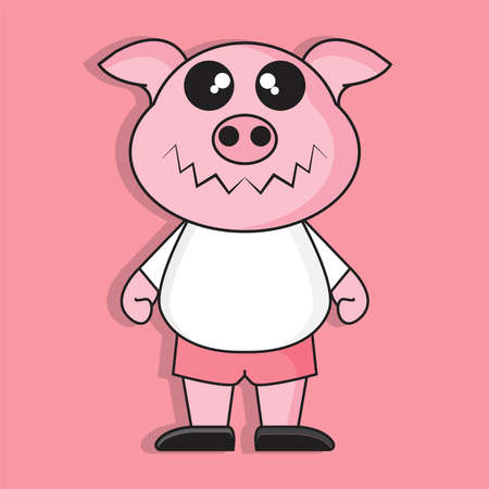 scary cute pig character cartoon mascot nftのイラスト素材