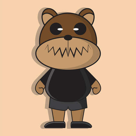 scary cute bear character cartoon mascot nftのイラスト素材