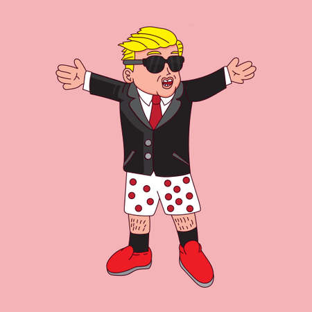 cartoon male character with cute chibi suit and shorts nftのイラスト素材