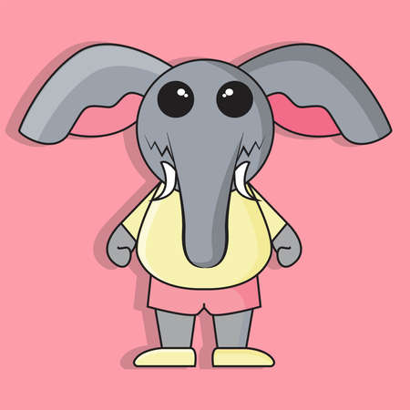 scary cute elephant character cartoon mascot nftのイラスト素材
