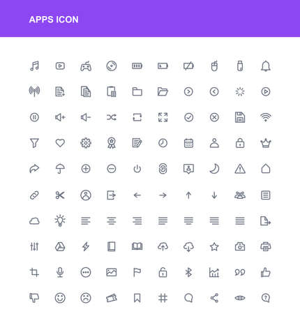 flat set app icon complete websiteのイラスト素材