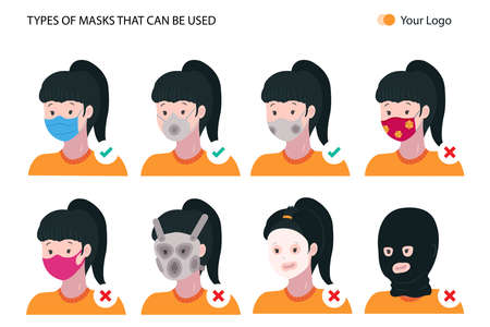 set pack illustration types of masksのイラスト素材