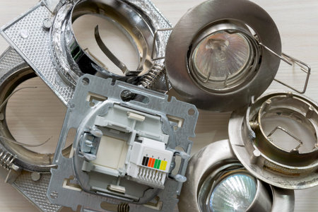 Abstract background made of various metal debris, fasteners. The concept of electronic waste for...