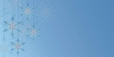 Blue Christmas background with snowflakes with place for text. Concept of New Year's banner, greeting card.の写真素材