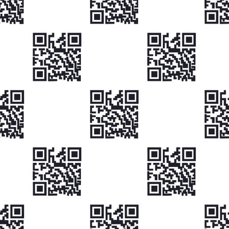 Seamless pattern of blank QR code layouts for scanning on a white isolated background. Illustration.の写真素材