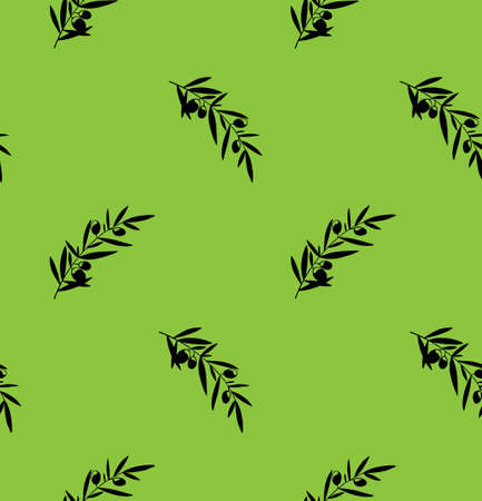 Greek olive oil. Branch with leaves and olives. Seamless pattern. Free hand vector illustration.のイラスト素材