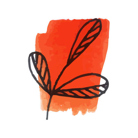 Drawing of herbs on a watercolor background. Vector illustration isolated on white background.のイラスト素材
