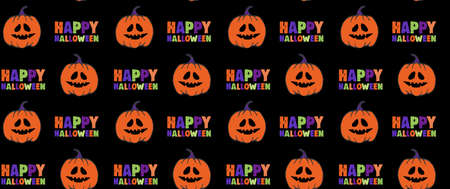 Halloween vector seamless pattern. Hand drawn illustration . Spooky elements for banner, poster, invitation or festive decoration.のイラスト素材