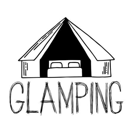 Vector illustration in doodle style. Outdoor goods and glamping.のイラスト素材