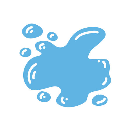 Vector illustration paint, splash ink, stain. Element isolated on white background. Use in children s educational books. Color training. Blue color.のイラスト素材