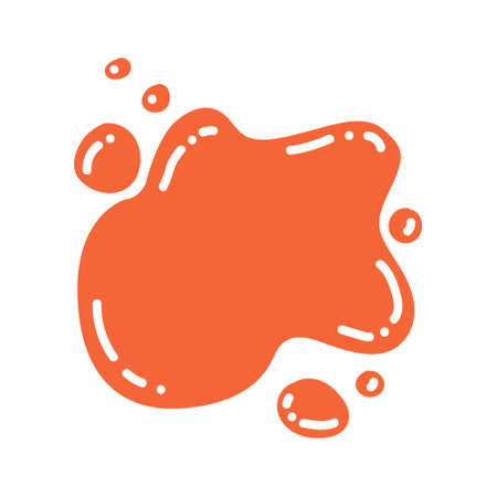 Vector illustration paint, splash ink, stain. Element isolated on white background. Use in children s educational books. Color training. Orange color.のイラスト素材