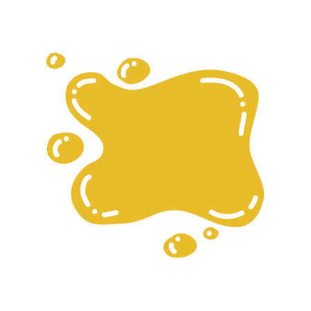 Vector illustration paint, splash ink, stain. Element isolated on white background. Use in children s educational books. Color training. Yellow color.のイラスト素材