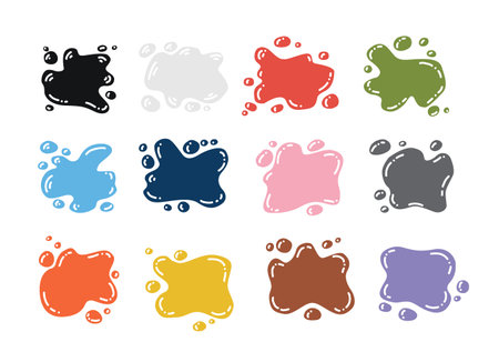 Vector illustration of colorful spots, blots, splashes set. Use in children s teaching books and other designs.のイラスト素材