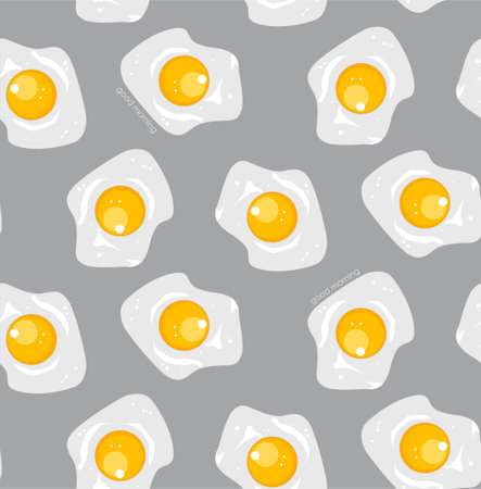 Vector seamless pattern with scrambled eggs. Demonstrating trendy Color of the Year 2021. Illuminating Yellow and Ultimate Grayのイラスト素材