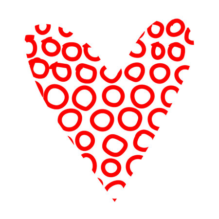 Hand drawn heart. Hand drawn rough lines black and red hearts isolated on white background. Vector illustration for your graphic design for Valentine s Day.のイラスト素材