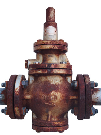 old rusty reducing valve with flangeの写真素材