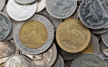 closed up thai baht coinsの写真素材