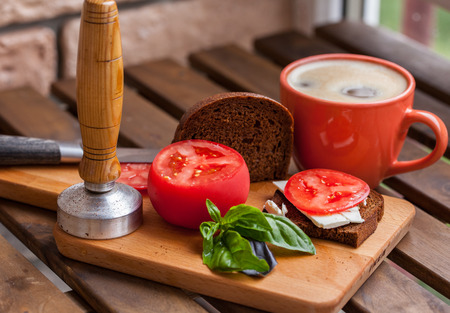Wooded bridge in the lake between sunrise.の写真素材