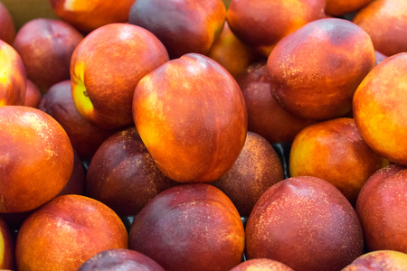 bright nectarines in the marketの写真素材