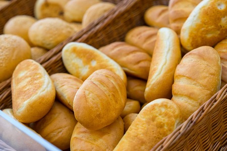 Rows of freshly baked breadsの写真素材