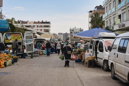 ANTALYA, TURKEY - FEBRUARY 5 2022: Fruit and vegetables at the Antalya local market