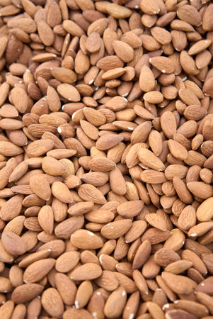 Peeled almonds closeup. For vegetarians.の写真素材